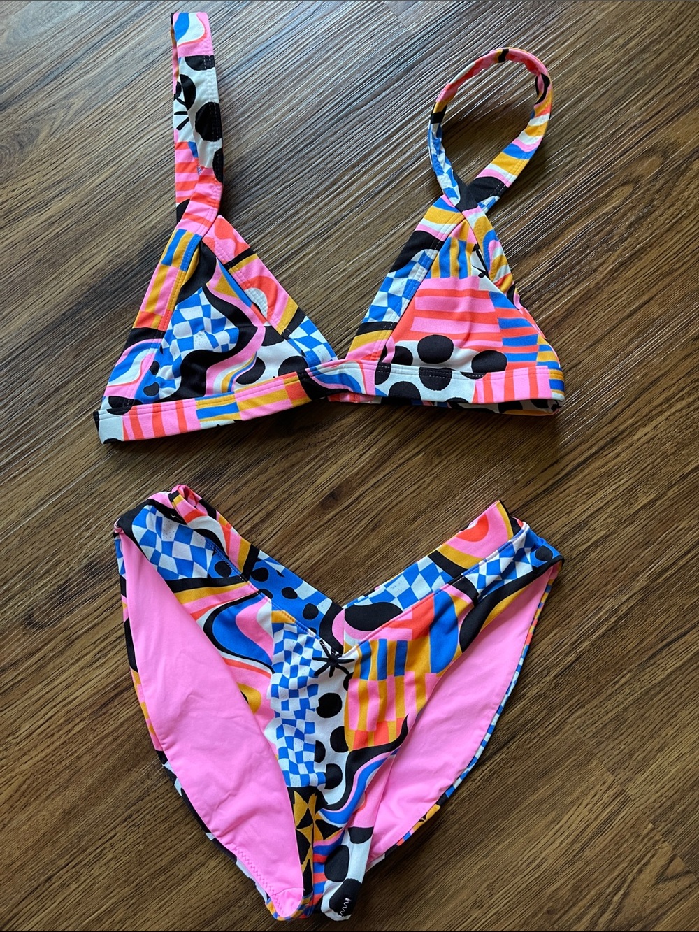 One One Multicolor Patterned Women's Bikini Size Medium Made in Colombia